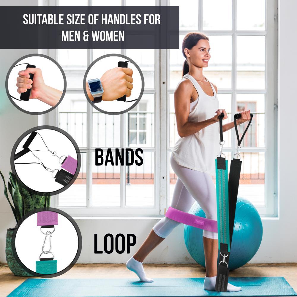 2sport4life resistance bands set Fabric Resistance Loop Bands - Pull up Bands Assist Set With Handles - 3 Sizes Workout Straps for Muscle Strengthening and Toning - Comfort Non-Slip Hip Circle - High-Quality Exercise Bands for Women and Men